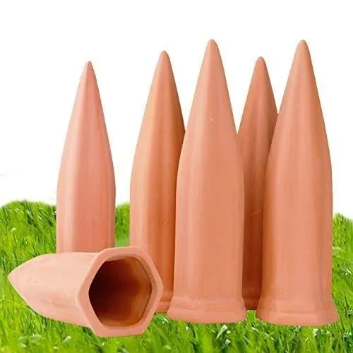 4 Pack Terracotta Self Watering Spikes Vacation Automatic Plant Waterer Device