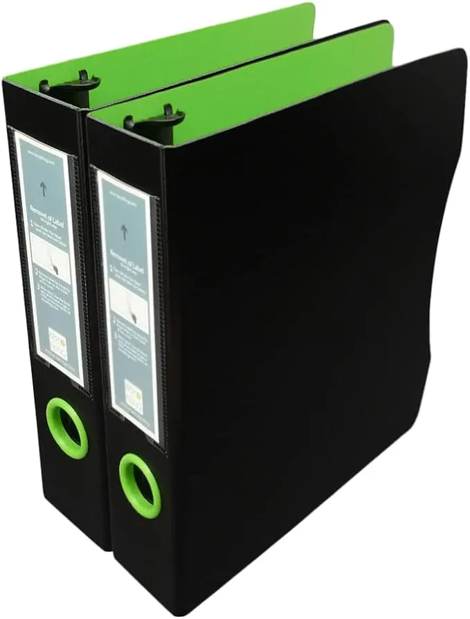 5.5 x 8.5 Mini 3-Ring Binder, 1.5 inch D-Rings, Black/Lime Green, 1 Binder