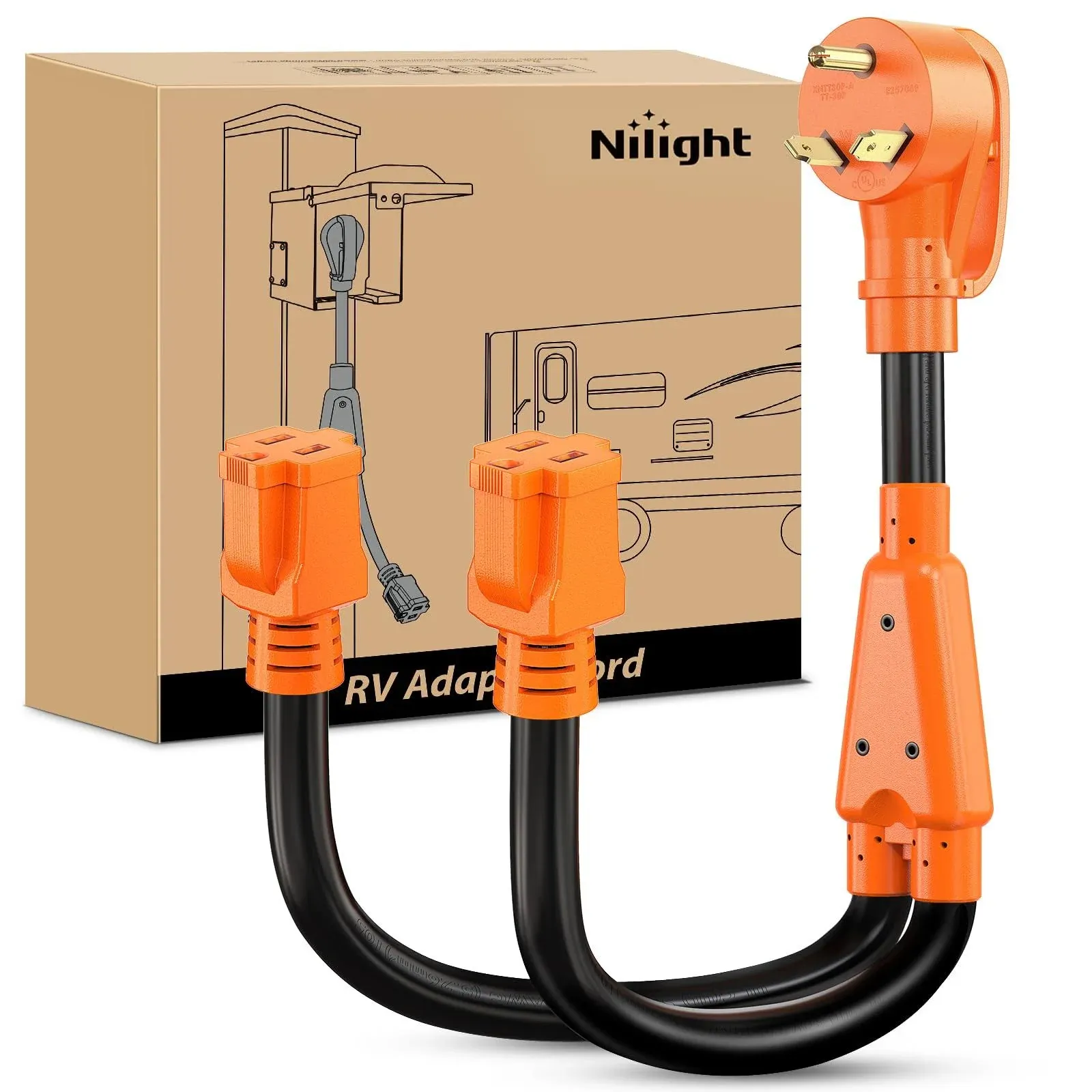 Nilight 30 Amp to 15 Amp RV Y Splitter Adapter Cord