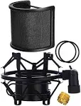 Microphone Pop Filter Shock Mount Anti Vibration Mic Suspension Holder Clip Foam