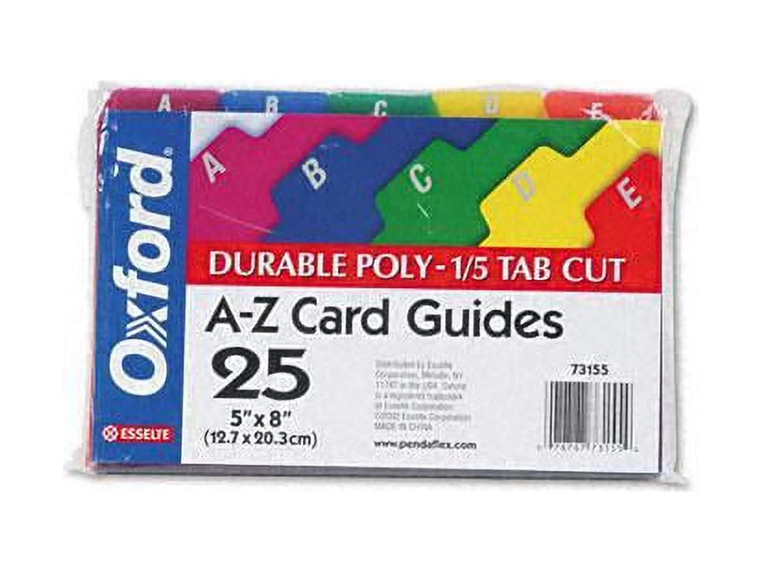 Oxford Card Guides Alpha 1/5 Tab Polypropylene 5 x 8 25/Set 73155