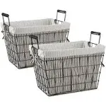 DII Metal Farmhouse Lined Basket, Contemporary Storage Container, Ticking Stripe