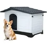 FDW Dog House Indoor Outdoor Durable House with Weatherproof Pet Plastic Dog House for Dogs Cats with Air Vents and Elevated Floor