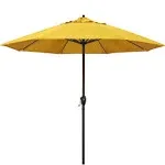 California Umbrella 9 ft. Aluminum Market Umbrella Auto Tilt Crank Lift Bronze-Olefin-Lemon