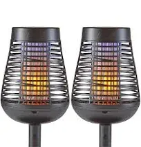 Solar Insect Killer Torch with LED Flame Effect,Area Bug Zapper, 2 Pack