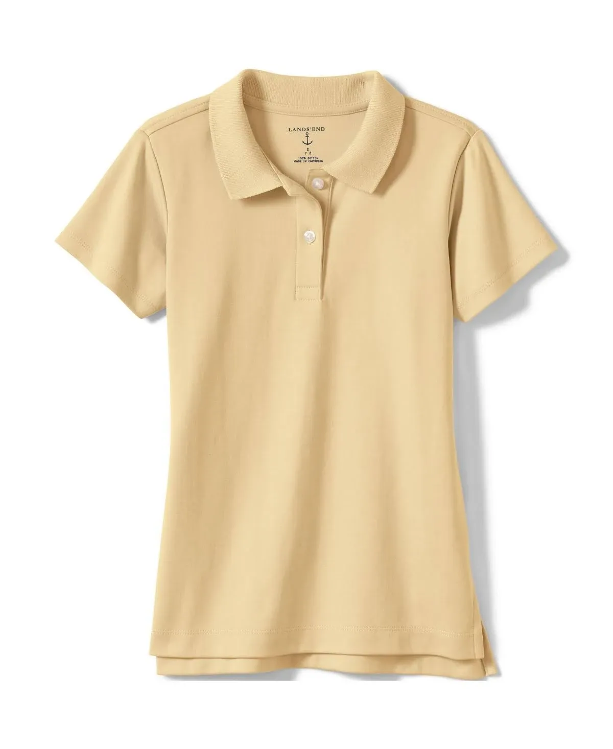 Lands' End School Uniform Girls Short Sleeve Feminine Fit Interlock Polo Shirt - Large - Maize