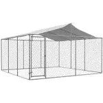 14.8 ft. W x 14.8 ft. D x 7.6 ft. H Silver Galvanized Outdoor Heavy-Duty Dog Kennel Dog Pens