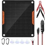 OYMSAE 5W 12V Solar Car Battery Charger Portable Waterproof Solar Power Battery Charger & maintainer with Trickle Cigarette Lighter Plug & Alligator Clip