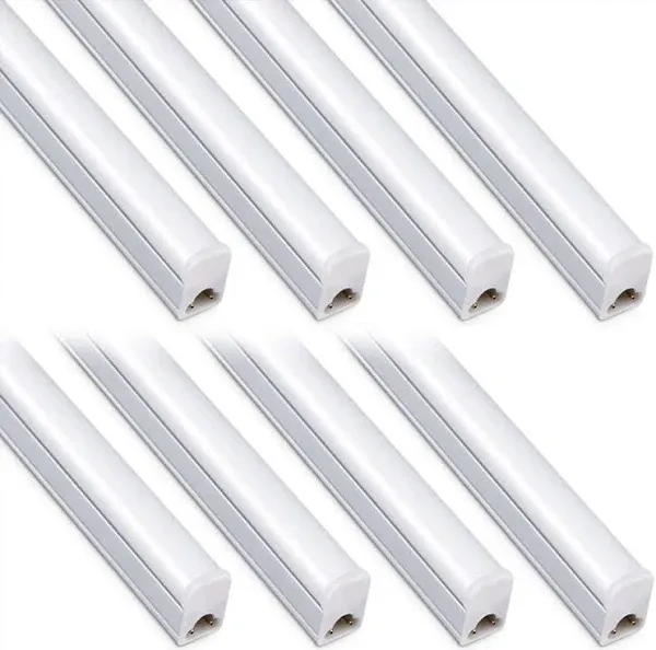 Kihung 8 Pack LED Shop Light Fixture 2FT 6500K 10W 1100LM, T5 Super Bright White LED Tube Strip for Garage, Workshop, Ceiling, Under Cabinet Light, Frosted Cover, Linkable, with ON/Off Switch