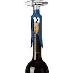 True Twister Self Pulling Wine Manual Heavy Duty Metal Chrome and Plastic Corkscrew, Cork Openers, Home Bar Accessories, Set of 1, Blue