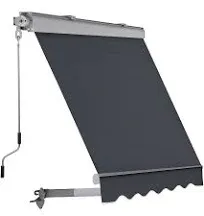 MCombo Patio Window Awnings 5'x8', Fully Assembled Manual Retractable Sunshade Canopy for Windows, 4137