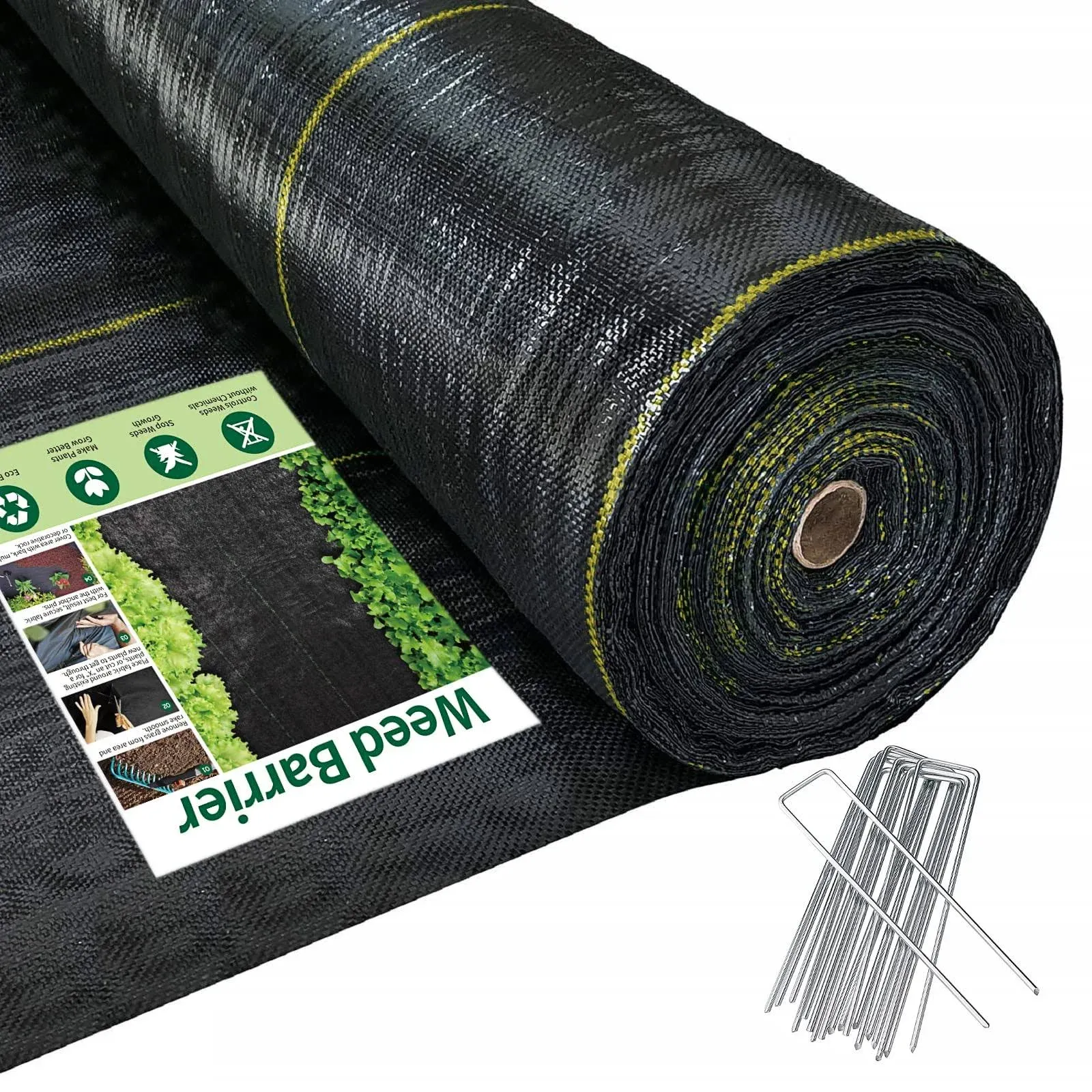 4ft x100ft Black Weed Barrier Landscape Premium Fabric-Heavy Duty Woven Ground