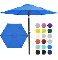 7.5FT Patio Umbrella Market Table Umbrella with 6 Sturdy Ribs, Push Button Ti...