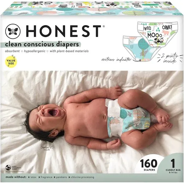 The Honest Company Clean Conscious Diapers | Plant-Based, Sustainable | Space Travel + Orange You Cute | Super Club Box, Size 4 (22-37 lbs), 120 Count