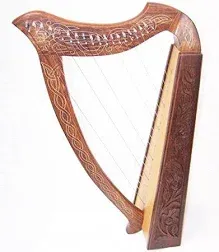 Plain Celtic Harp Rose 19 String Irish Style with Bag &amp; Extra Strings &amp; Key Incl