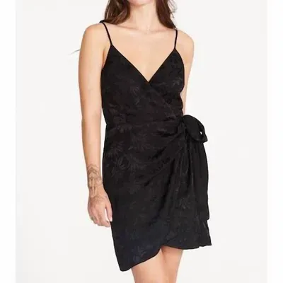 Georgina Jacquard Faux Wrap Satin Minidress In Black