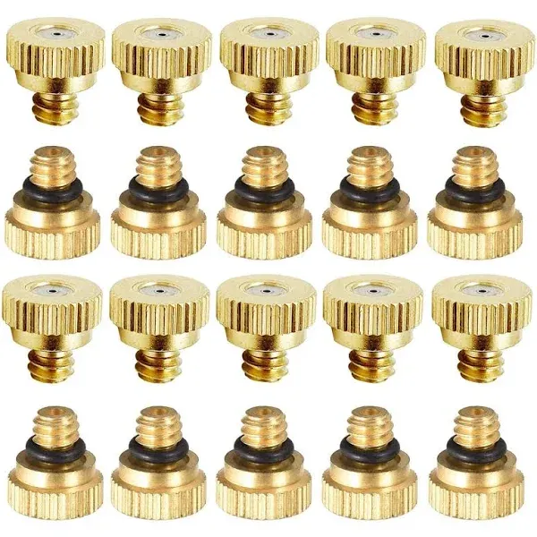 20 Pack Brass Misting Nozzles Tees, Brass Spray Nozzles for Greenhouse Landscapi