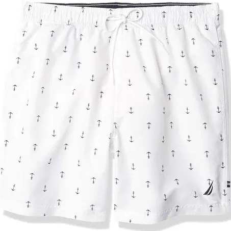 Nautica Men's Quick-Dry Anchor-Print 8" Swim Trunks - Navy