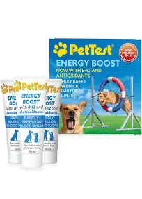 PetTest New Energy Boost Glucose SOS for Pets Instantly Increases Low Blood Sugar. B12 and Antioxidants 3x10ml Tubes. Fast Acting, Meat Flavoured, Rapid Recovery for Active or Diabetic Dogs & Cats.