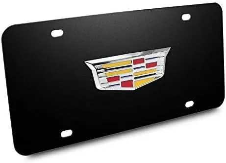 Made for Cadillac Crest New 3D Metal Logo Black Stainless Steel License Plate