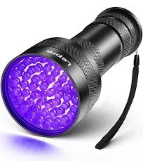 Lepro UV Schwarzlicht Taschenlampe mit 51 LEDs, UV Lampe HD51 Haustiere Urin-Detektor Ultraviolettes Licht mit 395nm für Eingetrocknete Flecken Ihrer Hunde, Katzen und Nagetiere auf Teppichen