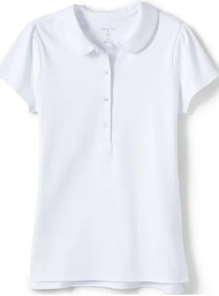 Lands' End Girls Short Sleeve Peter Pan Collar Polo Shirt