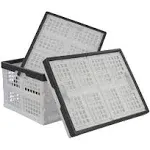 3-Pack 30 L Plastic Stackable Collapsible Basket, Folding Storage Crate, White