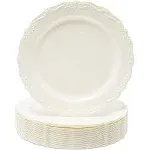 Juvale 25 Pack Cream Plastic Vintage Dinner Plates