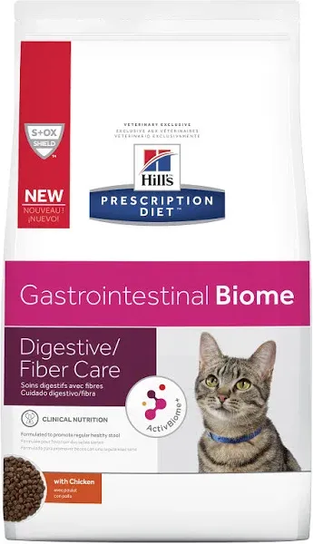 Hill's Prescription Diet Gastrointestinal Biome with Chicken Dry Cat Food, 4-lb Bag