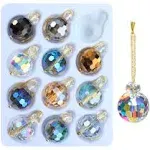 12 Pcs Multicolor Crystal Glass Christmas Balls Ornaments, 0.87&#034; Mini Colorfu...