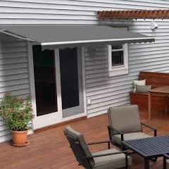 Aleko Motorized Retractable White Frame Patio Awning