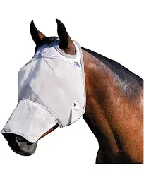  Crusader Horse Fly Mask with Long Nose, Grey, Horse 