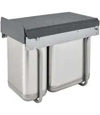 Rev-A-Shelf 8-785-30-DM2SS 8-785 Series Top Mount Double Bin Trash Can - 10.5 Quart and 21 Quart Bin Capacity - Stainless Steel