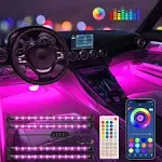 Keepsmile Interior Car Lights Car Accessories Car Led Lights APP Control with Remote Music Sync Color Change RGB Car Running Board Lighting with Car USB Charger 12V 2A Led Lights for Car Jeep Truck