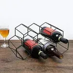 Urban Deco Small Wine Rack 9 Bottle Holder - No Need Assembly Modern Metal Wi...