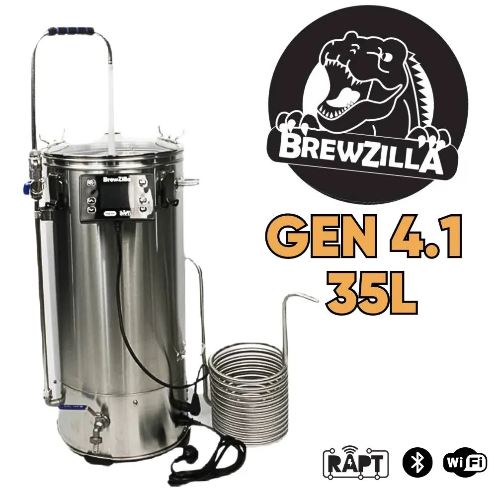 BrewZilla Gen 4 All Grain Brewing System with Wifi/Bluetooth Rapt Controller, Pump - 35L/9.25G - 220V