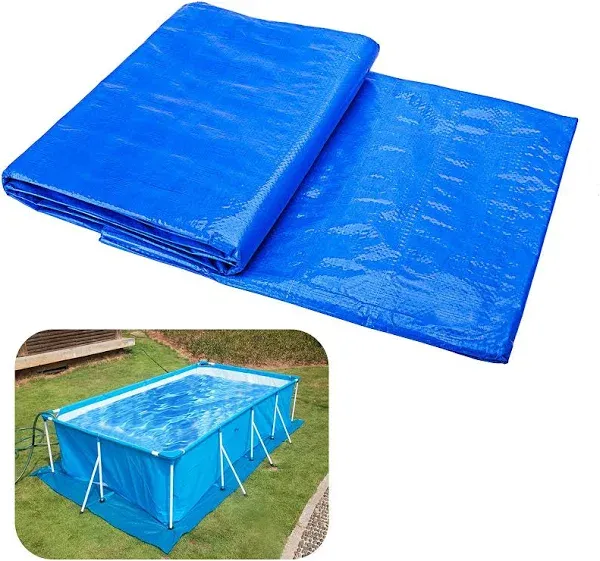 9.7 x 6.7 Ft Rectangular Pool Ground Cloths- Waterproof PE Swimming 9.7x6.7Ft