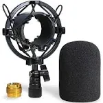 SUNMON AT2020 Shock Mount with Windscreen, Shock Mount Stand with Foam Pop Fi...