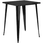 Flash Furniture Nolan Commercial Grade 31.5" Square Black Metal Indoor-Outdoor Bar Height Table