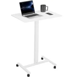 VIVO White 28" Pneumatic Mobile Workstation Cart