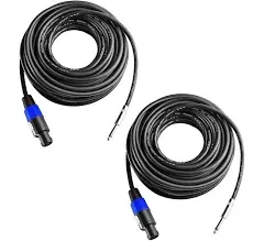 2Pcs 200 Feet Professional Speakon to 1/4 Speaker Cable, Pair 200 ft 12 Gauge Speakon to 1/4 Male Inch Audio Amplifier Connection Heavy Duty Cord Wire with Twist Lock