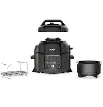 NINJA Foodi Cooker, Steamer & Air w/TenderCrisp Technology Pressure Cooker & Air Fryer All-in-One, 6.5 quart w/dehydrate, Black/Gray (Renewed)