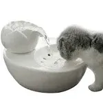 Aolnv Lotus Cat Water Fountain Automatic Ceramic Drinking Fountain for Pets 50.8 oz. Water Capacity (White)