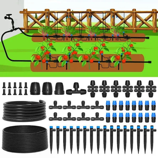 MIXC 230ft Drip Irrigation System,Quick Connector Garden Watering System Automatic Sprinkler System Kit for Lawn Raised Bed Greenhouse Plant