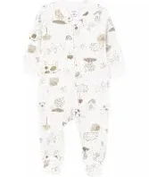 Baby Animals 2-Way Zip Cotton Blend Sleep & Play Pajamas