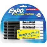 Expo Low Odor Dry Erase Markers, Fine Point, Black Ink, Pack of 12