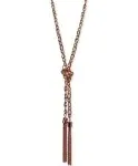 Guess Two-Tone Long Knotted Tassel Lariat Necklace - Rose Gold