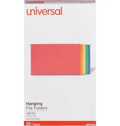 Deluxe Bright Color Hanging File Folders, Legal Size, 1/5-Cut Tabs, Assorted Colors, 25/Box