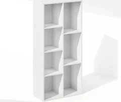 Furinno Reed 7-Cube Reversible Open Shelf Multipurpose Bookcase, Storage Organizer, White