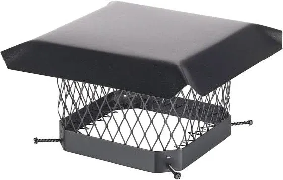 Master Flow 9 in. x 9 in. Galvanized Steel Fixed Chimney Cap in Black